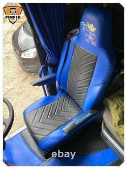 SCANIA vabis R-series 2014. Full ECO LEATHER SEAT COVERS Blue / Black