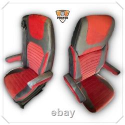 SEAT COVERS for DAF XF / XG / XG+ /CF FULL ALCANTARA dark grey/ red Pimped Truck