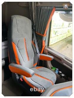 SEAT COVERS for DAF XF/ XG / XG+ /CF FULL ALCANTRA dark grey/ orange PimpedTruck