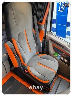 SEAT COVERS for DAF XF/ XG / XG+ /CF FULL ALCANTRA dark grey/ orange PimpedTruck