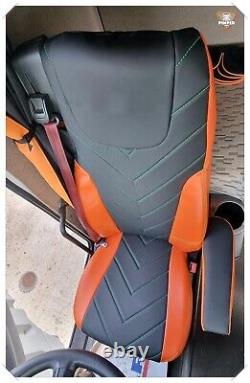 SEAT COVERS for DAF XF / XG / XG+ ECO LEATHER Black&Orange&Green TRUCK