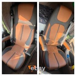 SEAT COVERS for DAF XF / XG / XG+ ECO LEATHER NEW DESIGN! Black/ light brown