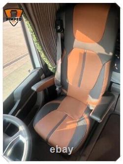 SEAT COVERS for DAF XF / XG / XG+ ECO LEATHER NEW DESIGN! Black/ light brown