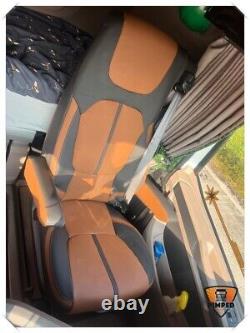 SEAT COVERS for DAF XF / XG / XG+ ECO LEATHER NEW DESIGN! Black/ light brown