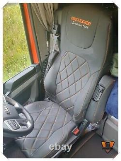 SEAT COVERS for DAF XF / XG / XG+ FULL ECO LEATHER black with orange stitching