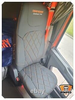 SEAT COVERS for DAF XF / XG / XG+ FULL ECO LEATHER black with orange stitching