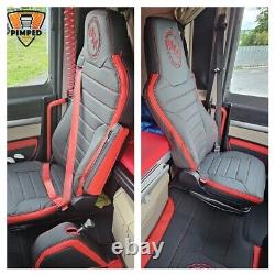 SEAT COVERS for Man TGX / TGS ECO LEATHER Black with red, + your logo