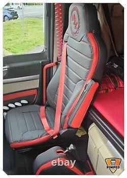 SEAT COVERS for Man TGX / TGS ECO LEATHER Black with red, + your logo