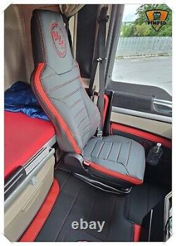 SEAT COVERS for Man TGX / TGS ECO LEATHER Black with red, + your logo