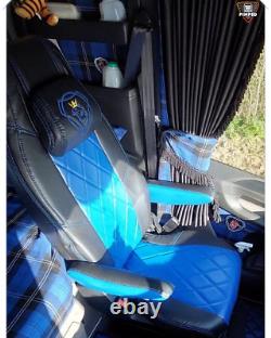 SEATS COVERS SCANIA R/P/G/S-series Full ECO LEATHER 2 different seats black&blue