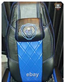 SEATS COVERS SCANIA R/P/G/S-series Full ECO LEATHER 2 different seats black&blue