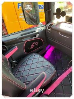 SEATS COVERS SCANIA R/P/G/S-series Full ECO LEATHER custom embroidery black pink