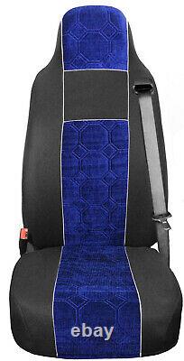 Seat Cover Fabric Truck Iveco Trakker from 2008 2 SEAT BELTS Blue