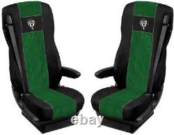 Seat Cover Fabric Velour FOR Truck DAF XF 95 / 105 / 106 2 SEAT BELTS Green