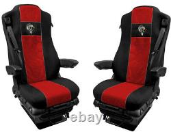 Seat Cover Fabric Velour FOR Truck Mercedes Actros MP4 2011 2 SEAT BELTS Red