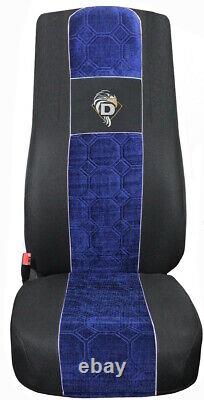 Seat Cover Fabric Velour Truck DAF XF 95 / 105 / 106 2 SEAT BELTS Blue