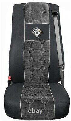 Seat Cover Fabric Velour Truck DAF XF 95 / 105 / 106 2 SEAT BELTS Grey