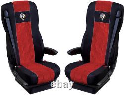 Seat Cover Fabric Velour Truck DAF XF 95 / 105 / 106 2 SEAT BELTS Red