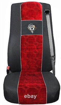 Seat Cover Fabric Velour Truck DAF XF 95 / 105 / 106 2 SEAT BELTS Red