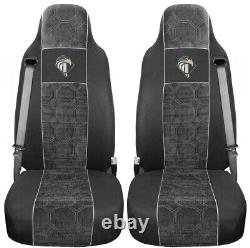 Seat Cover Fabric Velour Truck Iveco Eco Stralis ab 2013 2 SEAT BELTS Grey