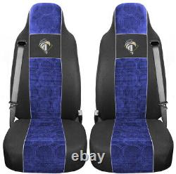 Seat Cover Fabric Velour Truck Iveco Trakker ab 2008 2 SEAT BELTS Blue