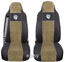 Seat Cover Fabric Velour tailored FOR Truck MAN TGM from 2005 1 SEAT BELT Beige