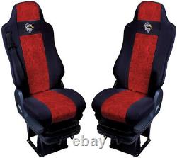 Seat Cover Fabric Velour tailored FOR Truck MAN TGX 2007 1 SEAT BELT Red