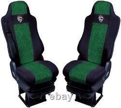 Seat Cover Fabric Velour tailored FOR Truck MAN TGX from 2000 1 SEAT BELT Green