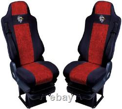 Seat Cover Fabric Velour tailored Truck MAN TGL from 2005 2 SEAT BELTS Red