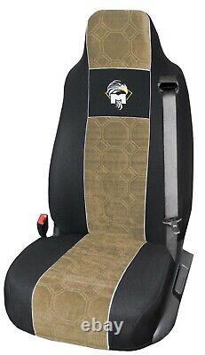 Seat Cover Fabric Velour tailored Truck MAN TGM from 2005 2 SEAT BELTS Beige