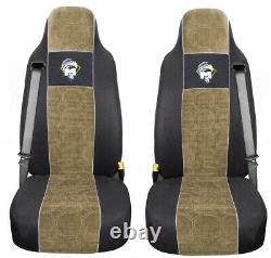 Seat Cover Fabric Velour tailored Truck MAN TGM from 2005 2 SEAT BELTS Beige