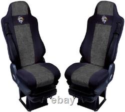 Seat Cover Fabric Velour tailored Truck MAN TGM from 2005 2 SEAT BELTS Grey