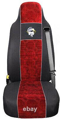 Seat Cover Fabric Velour tailored Truck MAN TGM from 2005 2 SEAT BELTS Red
