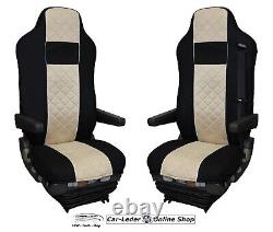 Seat Cover Fabric Velour tailored Truck MAN TGS from 2005 2 SEAT BELTS Beige