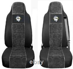 Seat Cover Fabric Velour tailored Truck MAN TGS from 2005 2 SEAT BELTS Grey