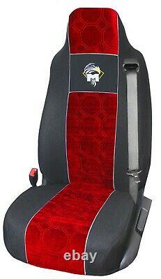 Seat Cover Fabric Velour tailored Truck MAN TGS from 2007 2 SEAT BELTS Red