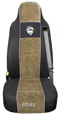 Seat Cover Fabric Velour tailored Truck MAN TGX from 2000 2 SEAT BELTS Beige