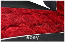 Seat Cover Fabric Velour tailored Truck MAN TGX from 2000 2 SEAT BELTS Red