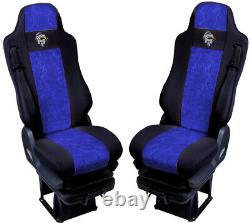 Seat Cover Fabric Velour tailored Truck MAN TGX from 2007 2 SEAT BELTS Blue