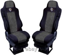 Seat Cover Fabric Velour tailored Truck MAN TGX from 2007 2 SEAT BELTS Grey