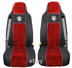 Seat Cover Fabric Velour tailored Truck MAN TGX from 2007 2 SEAT BELTS Red