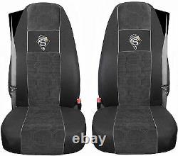 Seat Cover Fabric Velours Truck Scania R from 2004 2 SEAT BELTS Grey