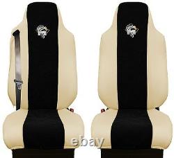 Seat Cover Leatherette Fabric FOR TRUCK MAN TGL 2005 1 SEAT BELT Beige Black