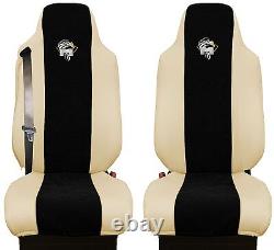 Seat Cover Leatherette Fabric FOR TRUCK MAN TGL 2005 1 SEAT BELT Beige Black