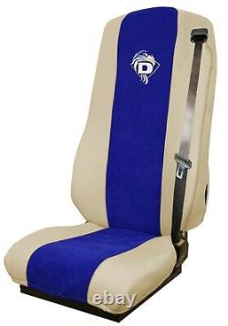 Seat Cover Leatherette-Fabric Truck DAF XF 105 106 SEAT BELTS Beige Blue