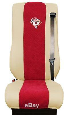 Seat Cover Leatherette-Fabric Truck DAF XF 105/106 SEAT BELTS Beige Red