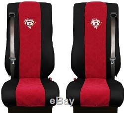 Seat Cover Leatherette-Fabric Truck DAF XF 105 106 SEAT BELTS Black Red