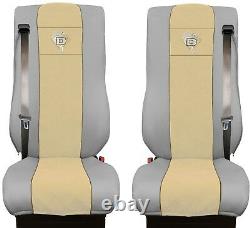 Seat Cover Leatherette-Fabric Truck DAF XF 105 106 SEAT BELTS Grey Beige