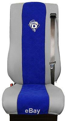 Seat Cover Leatherette Fabric Truck DAF XF 105 106 SEAT BELTS Grey Blue