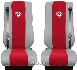 Seat Cover Leatherette-Fabric Truck DAF XF 105 106 SEAT BELTS Grey Red